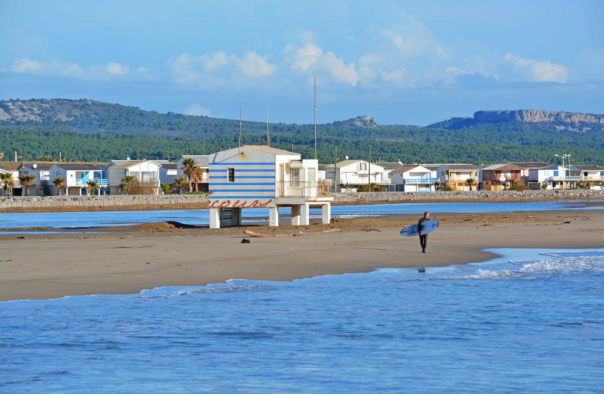 Gruissan, la plage et ses chalets © Nathalie Bois-ADT de l'Aude